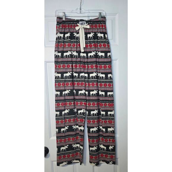 LAZY ONE‎ Mens Moose Pajama Bottoms Sz M Red Gray - Picture 1 of 7